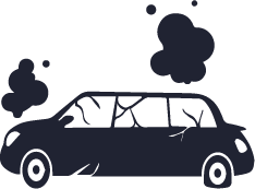 Crashed limousine icon